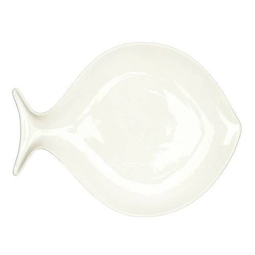White ceramic fish-shaped serving platter