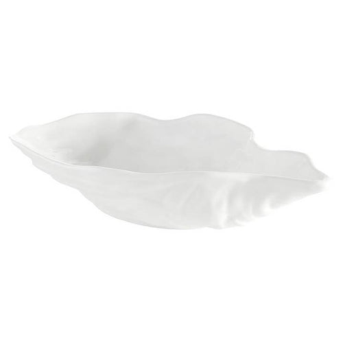 Large white ceramic oyster-shaped serving bowl
