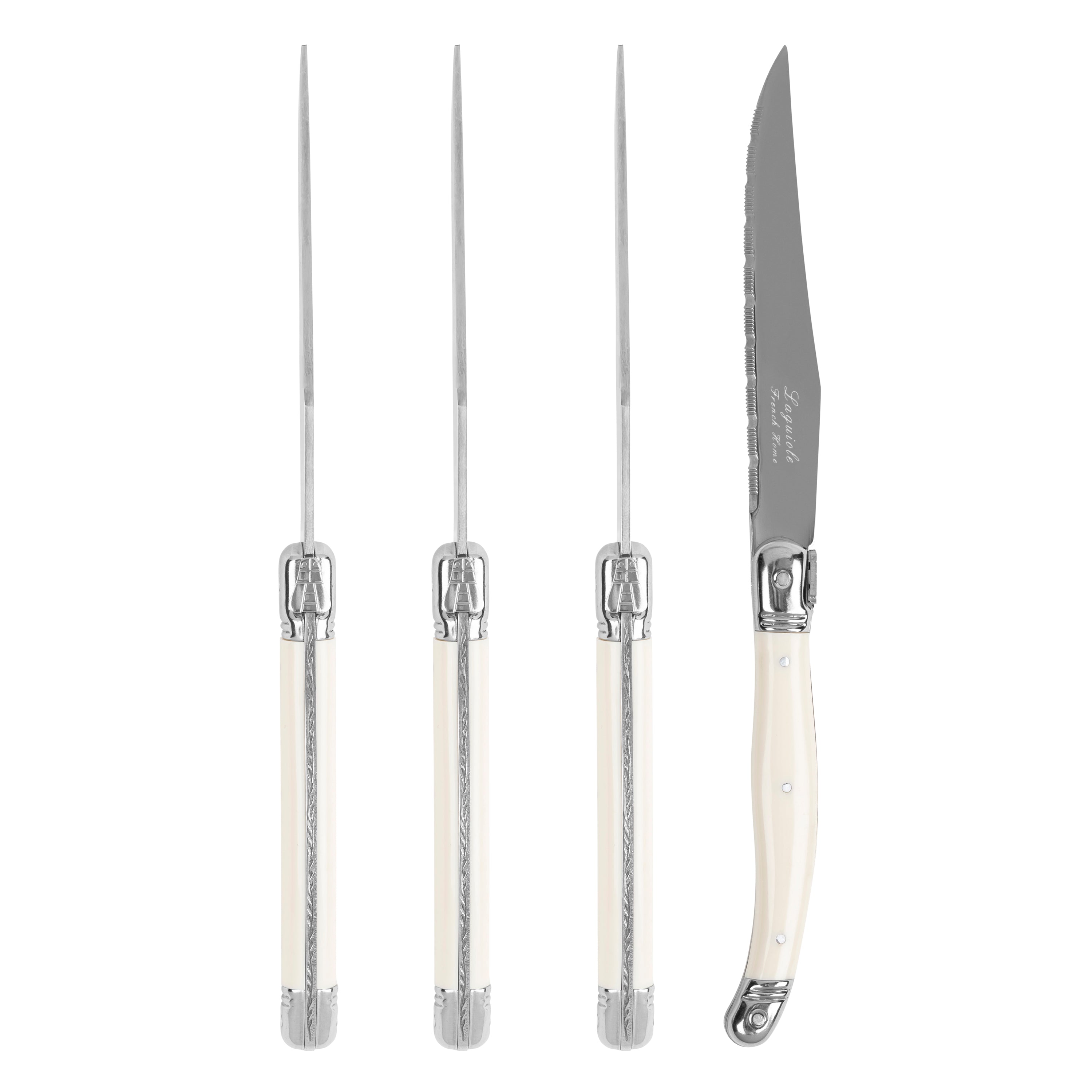 Laguiole Connoisseur 4-Piece Ivory Steak Knife Set